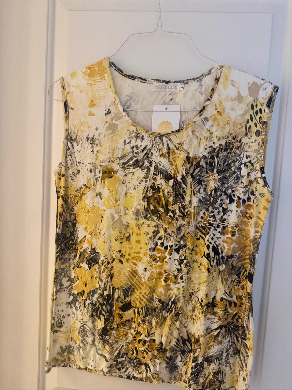 Mirella Yellow & Black Abstract Print Sleeveless Camisole - made in Italy 🇮🇹